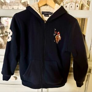Vintage U.S. Polo Assn. Kids Navy Sherpa-Lined Zip Hoodie